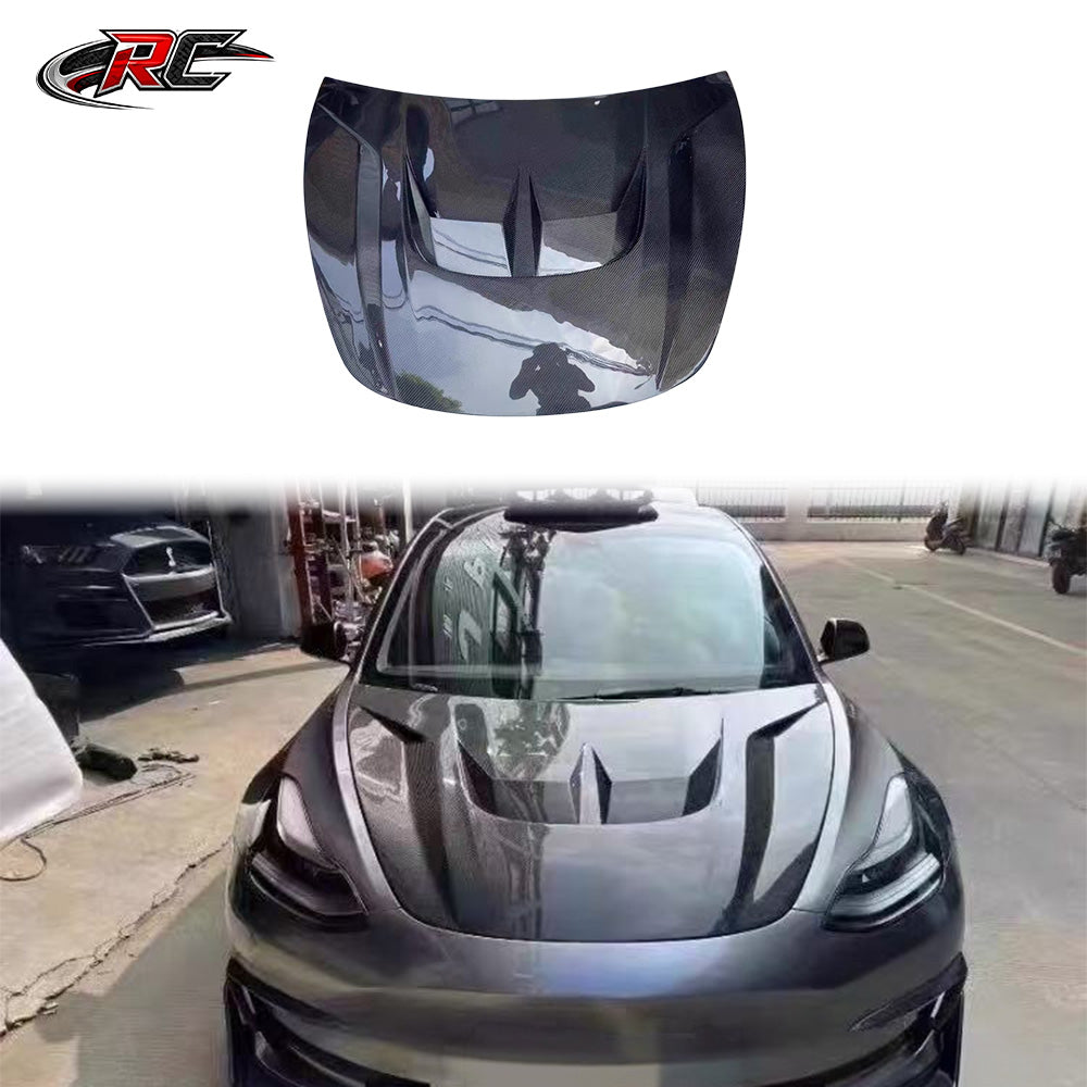 For Tesla Model 3 Carbon Fiber Vented Hood