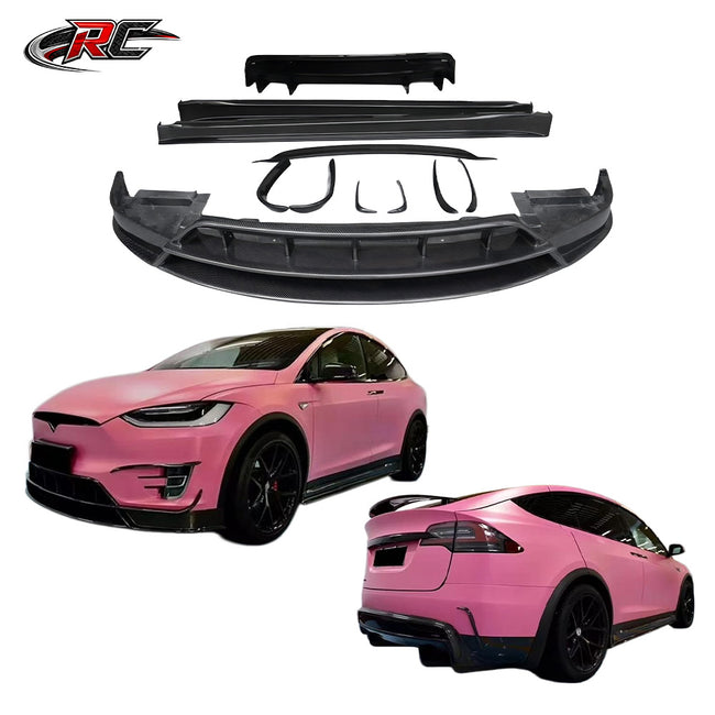 For Tesla Model X RZ Style Front Lip, Side Skirt and Rear Trim Body Kit