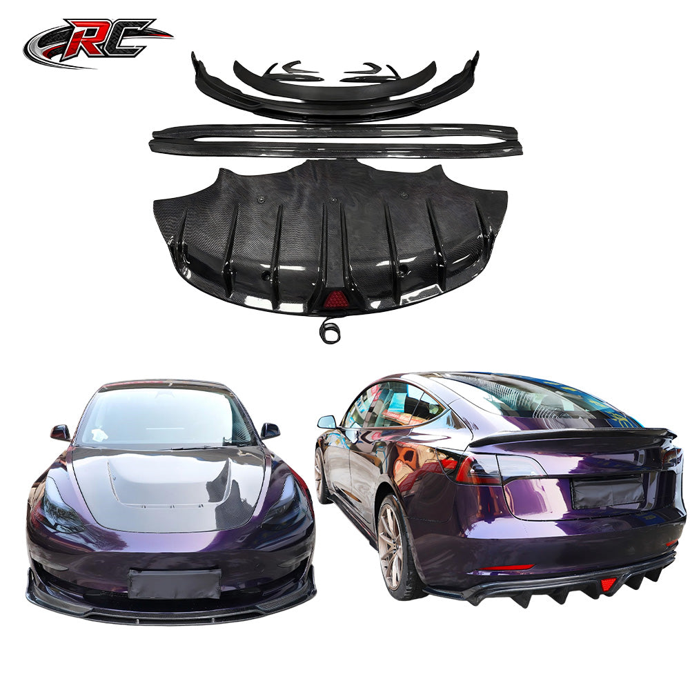 For Tesla Model 3 YG Style Front Lip, Side Skirt and Rear Diffuser Body Kit