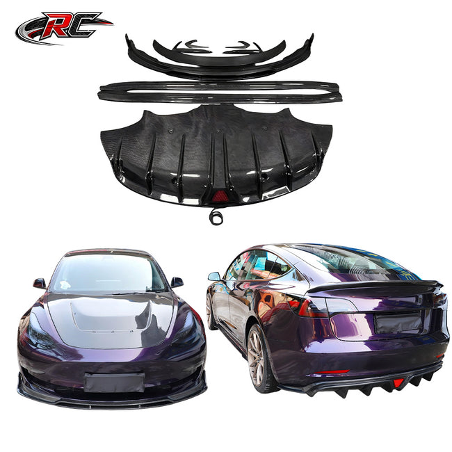 For Tesla Model 3 YG Style Front Lip, Side Skirt and Rear Diffuser Body Kit