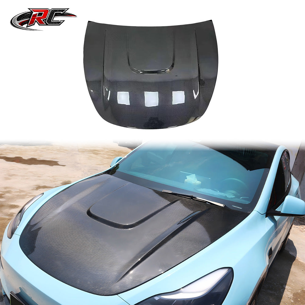For Tesla Model Y Carbon Fiber Sculpted Hood