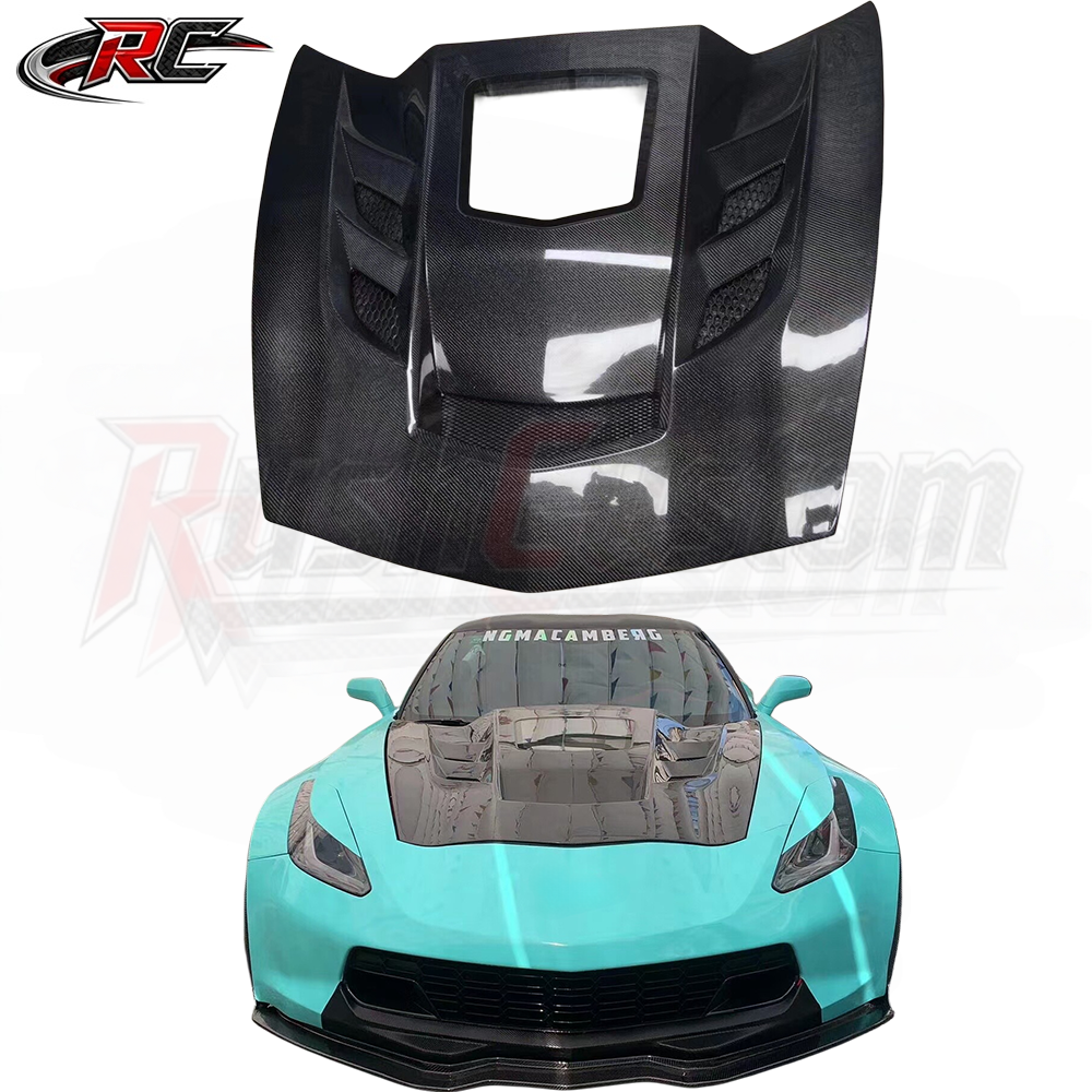 For Chevrolet Corvette C7 Carbon Fiber Hood with Transparent Window