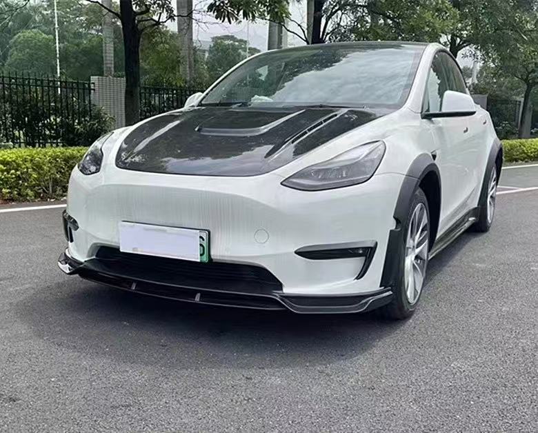 For Tesla Model Y Carbon Fiber Sculpted Hood