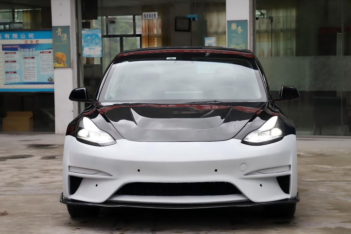 For Tesla Model 3 Resin Body Kit with Front and Rear Bumpers, Side Skirts, Hood and Spoiler