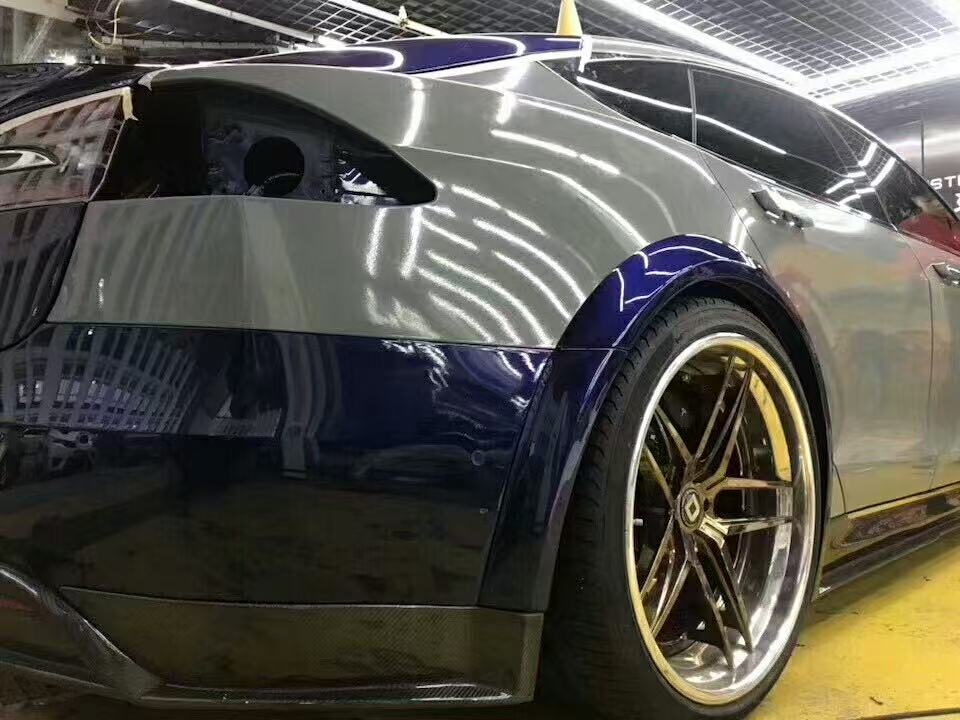 For Tesla Model S RZ Style Wide Body Fender Flare and Lip Kit
