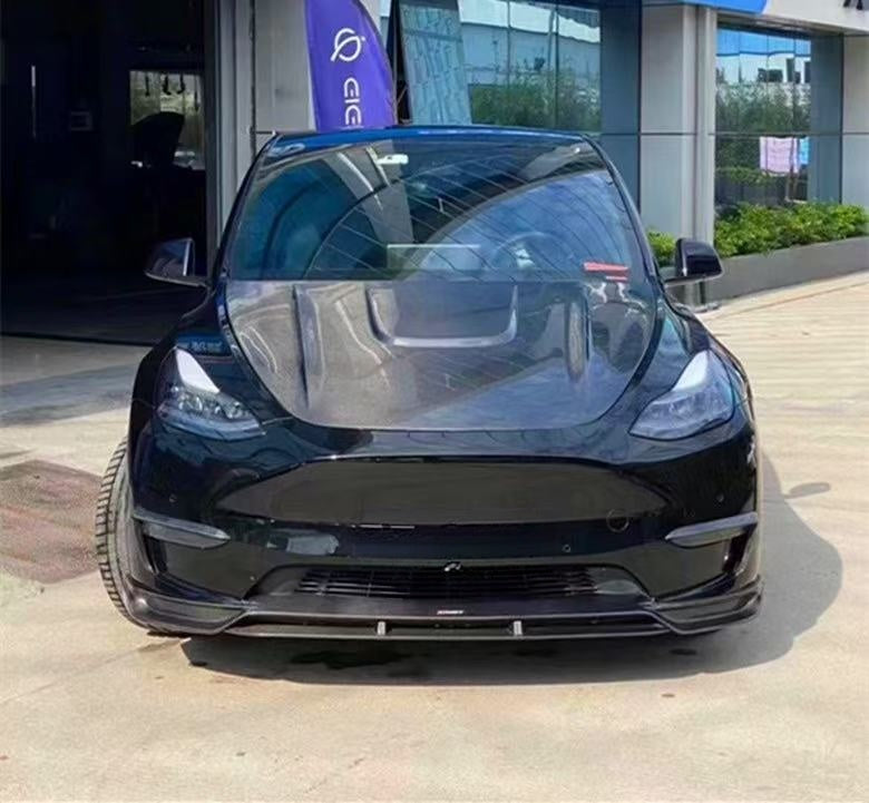 For Tesla Model Y Carbon Fiber Sculpted Hood
