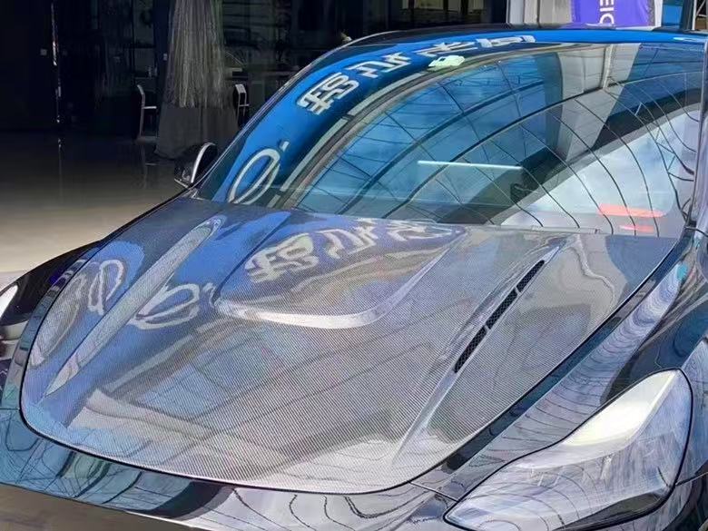 For Tesla Model Y Carbon Fiber Sculpted Hood