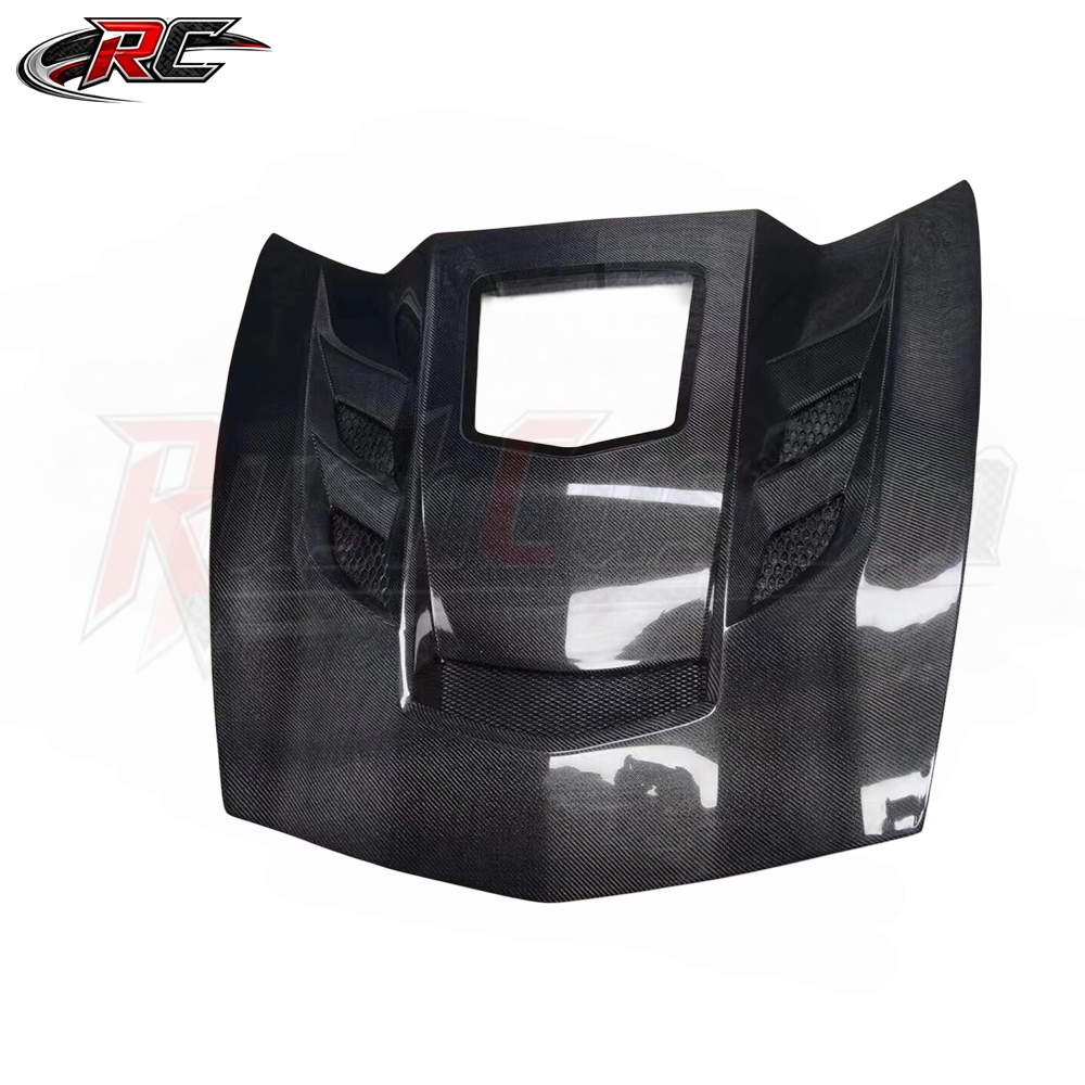 For Chevrolet Corvette C7 Carbon Fiber Hood with Transparent Window