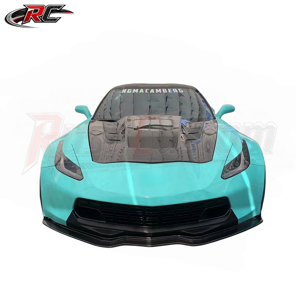 For Chevrolet Corvette C7 Carbon Fiber Hood with Transparent Window